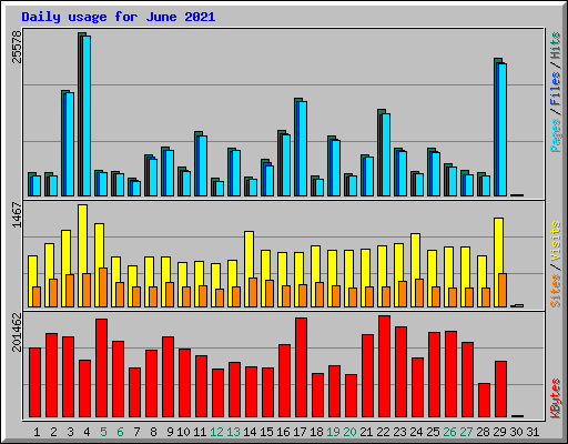 Daily usage for June 2021